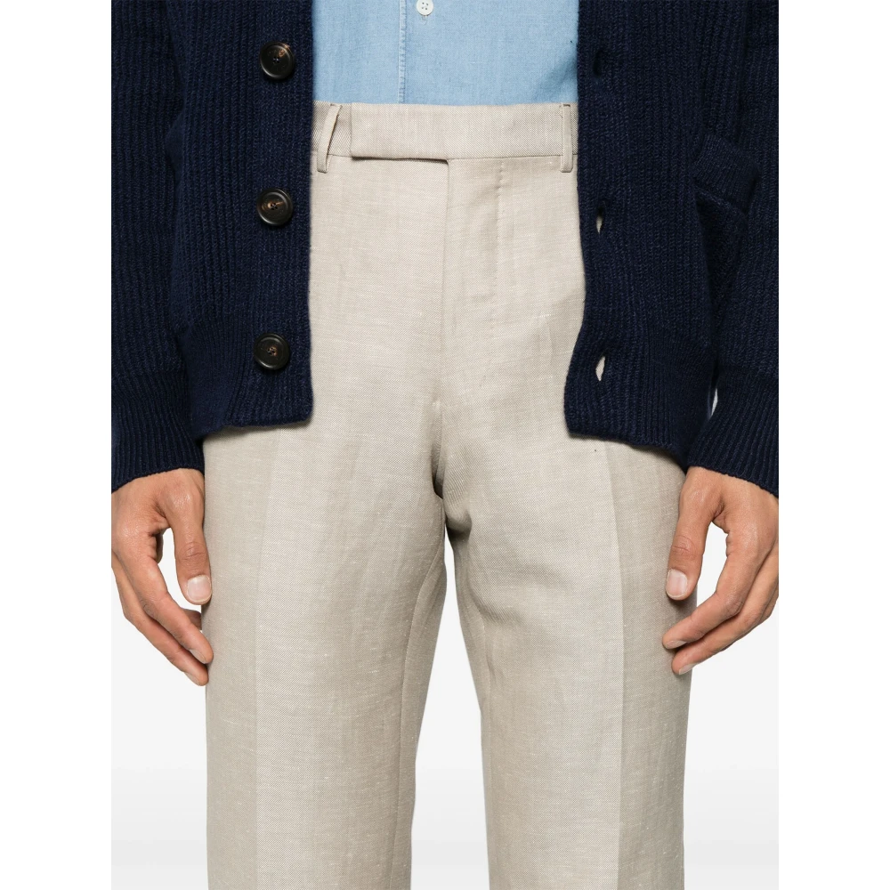 Ermenegildo Zegna Wol Linnen Broek met Zakken Beige Heren