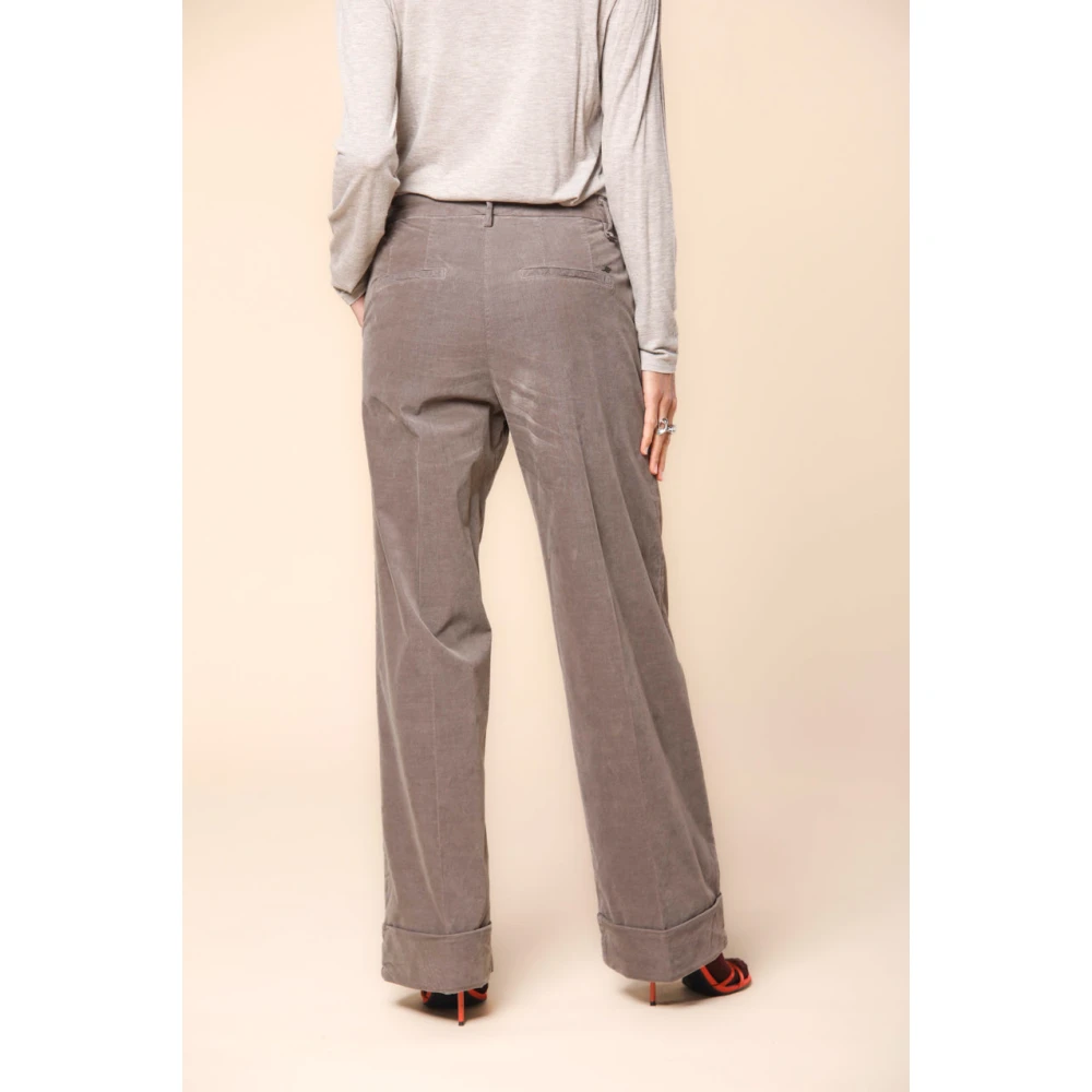 Mason's Fluwelen Gestreepte Chino Broek Winterstijl Gray Dames