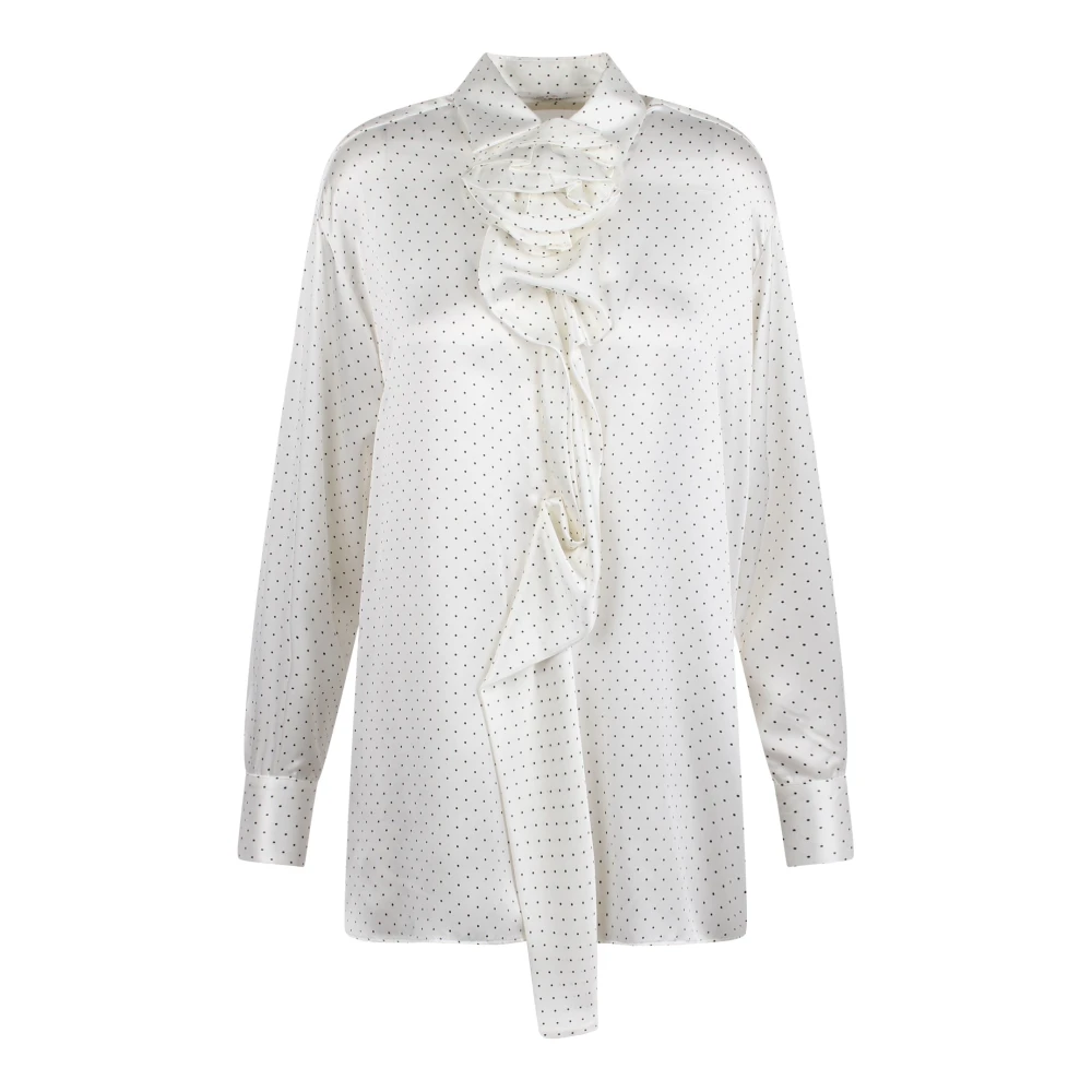 Ermanno Scervino Polkadot blouse met bloemenapplicatie White Dames