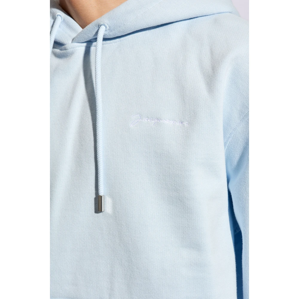 Jacquemus Brode hoodie met logo Blue Heren
