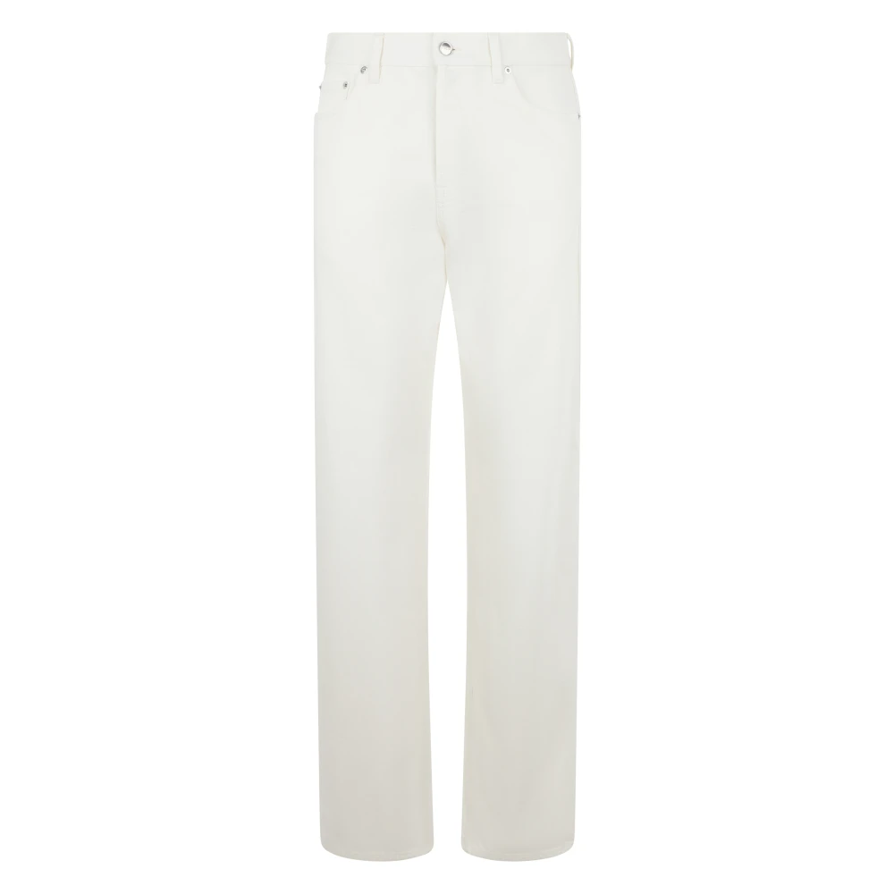 Gucci White Straight Fit Jeans, Male, W31, Cotton Trousers With Clips