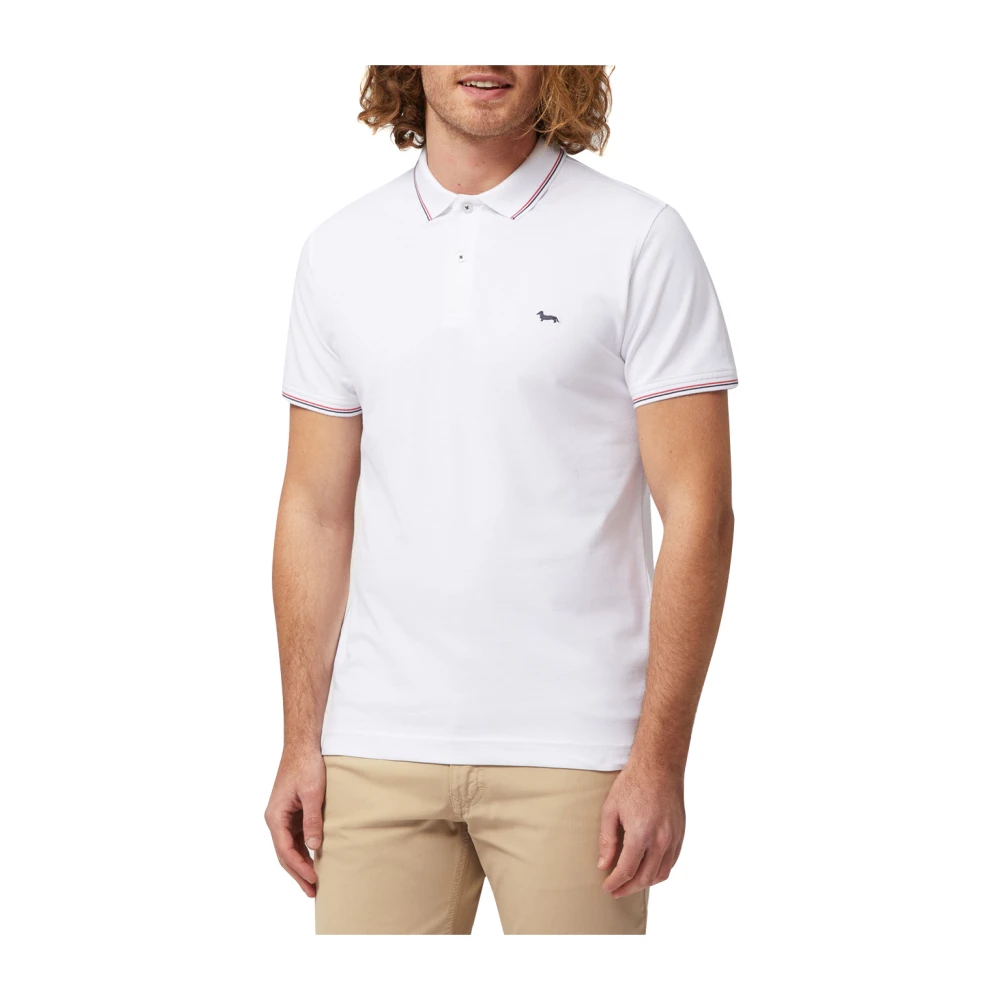 Harmont & Blaine Vintage Stijl Katoenen Polo met Gestreepte Kraag en Manchetten White Heren
