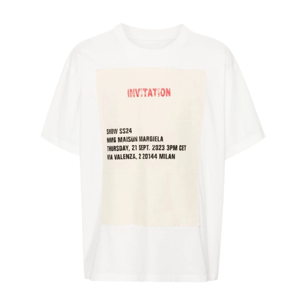 MM6 Maison Margiela Mode Uitnodiging Jersey T-shirt White Heren