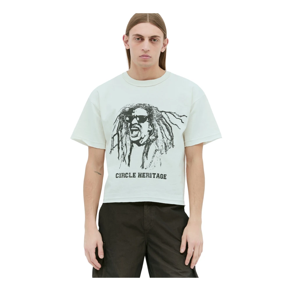 Circle Heritage Men's White Raw Trims T-Shirt - T-Shirts - Xl - Tops