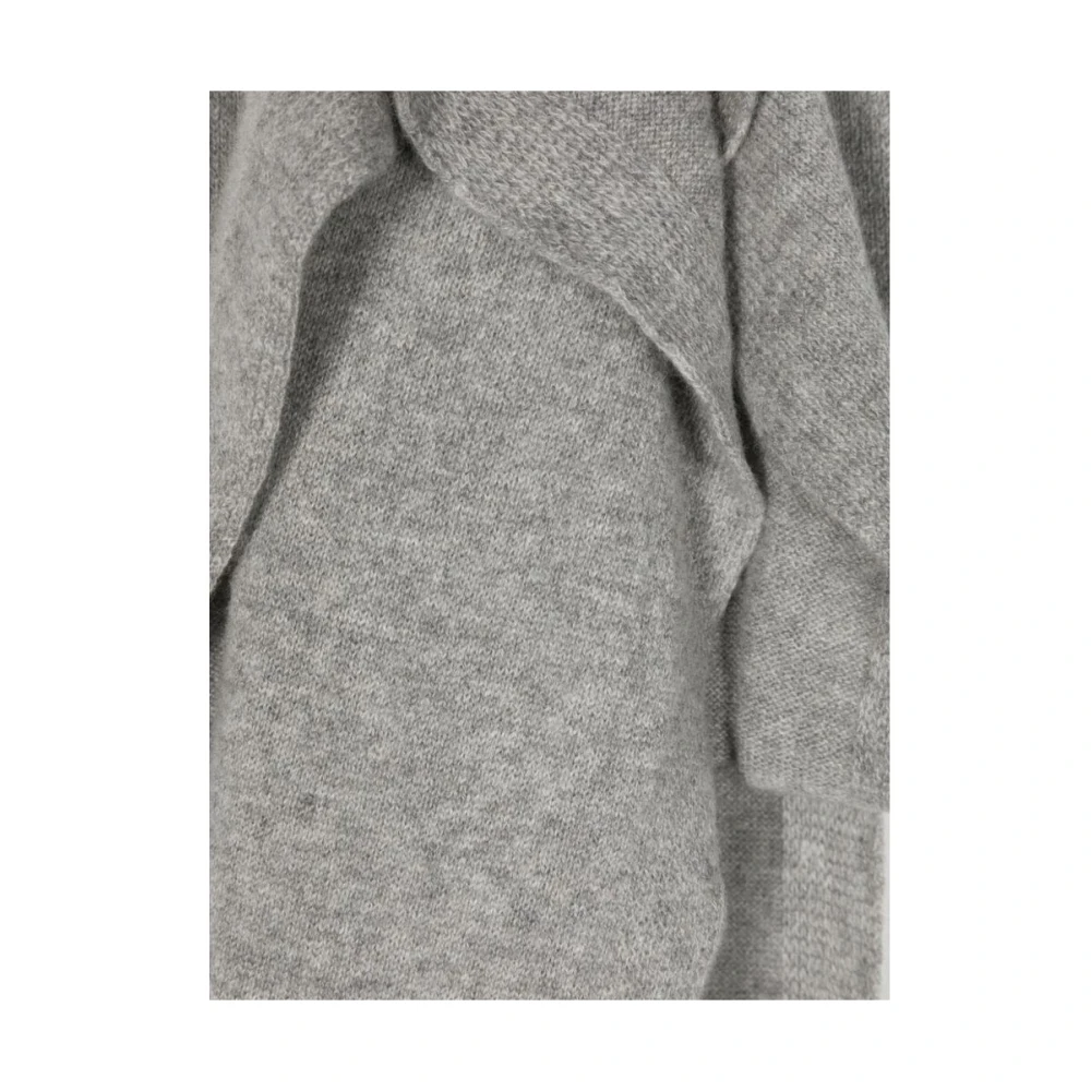 Lady Anne Heather Grey Cashmere Ribbed Knit Scarf Gray Heren