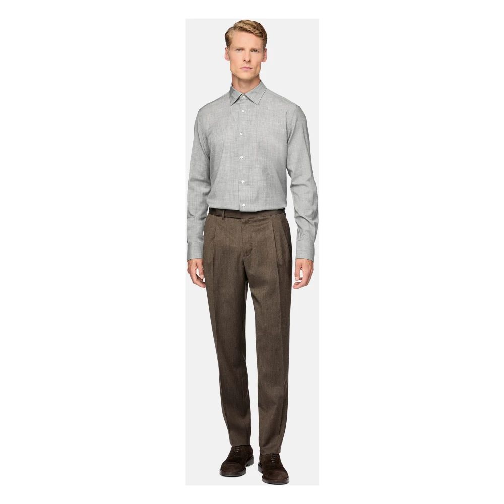 Boggi Milano Regular Fit wollen overhemd Brown Heren