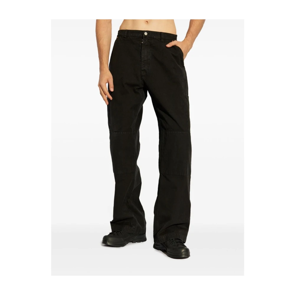 MM6 Maison Margiela Zwarte Canvas Wijde Pijp Broek Black Heren