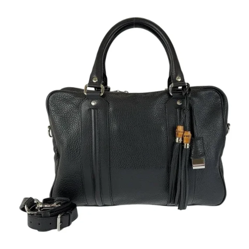 Gucci Vintage Pre-owned Leather briefcases Black Dames