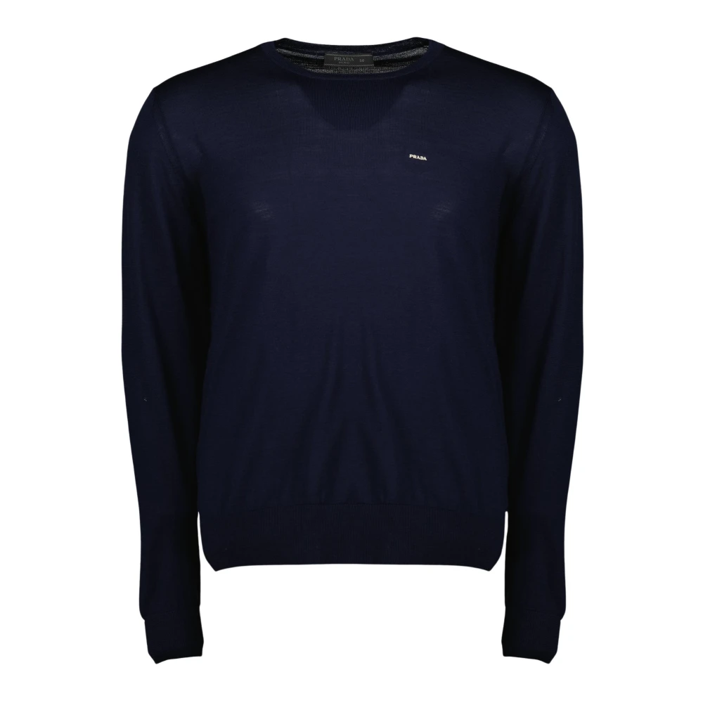 Prada Blue Round-Neck Knitwear, Male, M, Round-Neck Knitwear