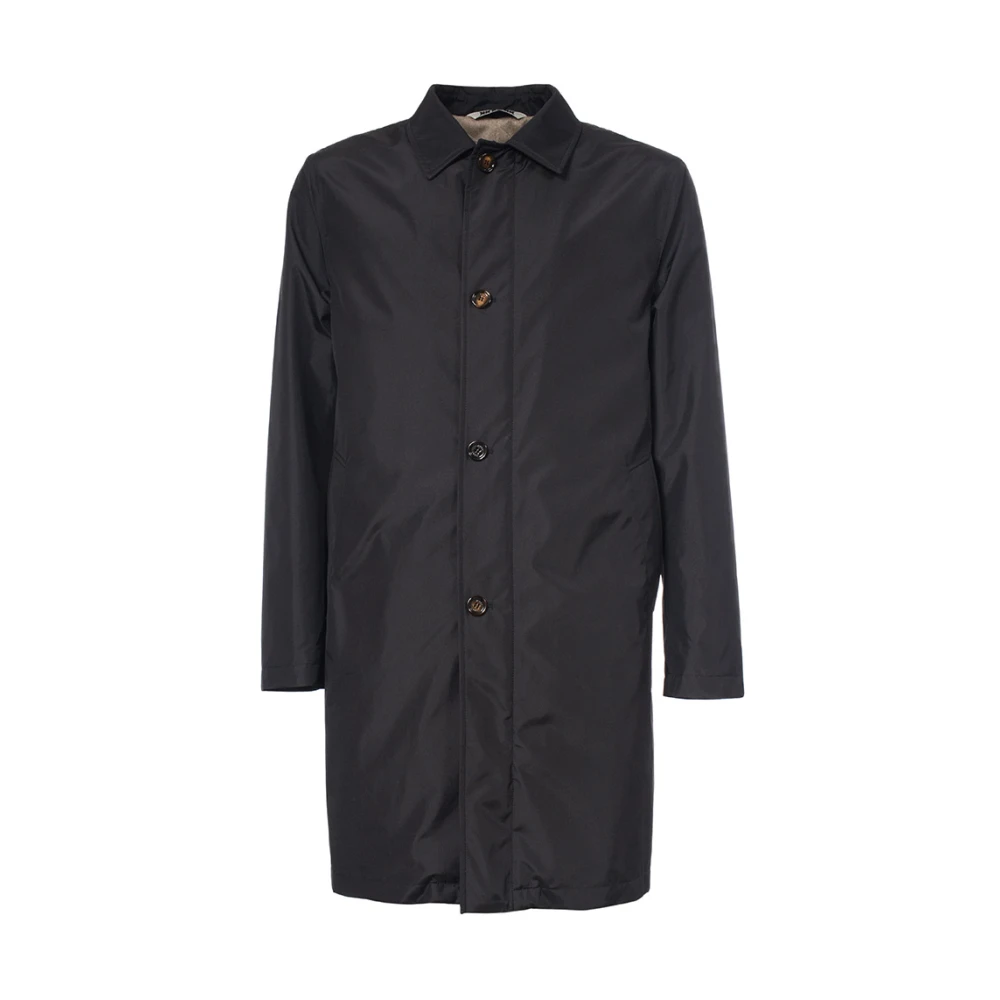 Kired Donkerblauwe Lange Jas met Klassieke Kraag Blue Heren