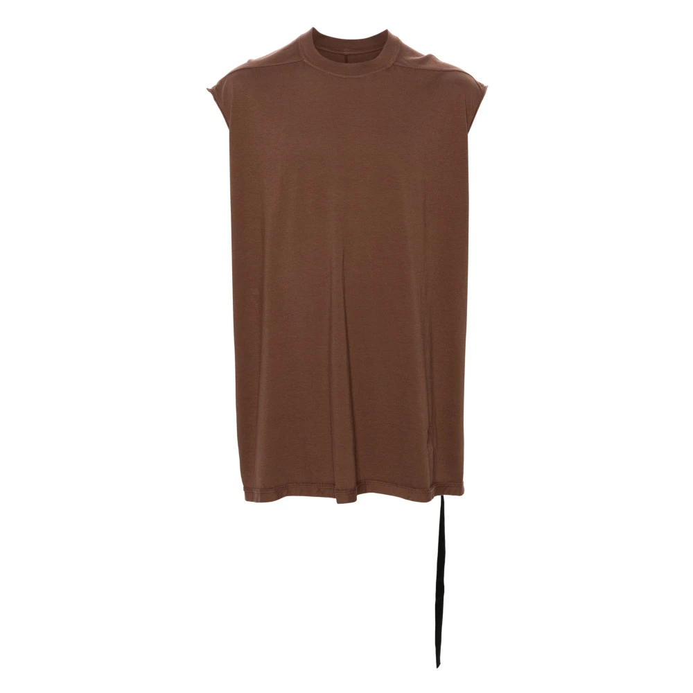 Rick Owens Bruine Jersey Mouwloze Crew Neck T-shirt Brown Heren