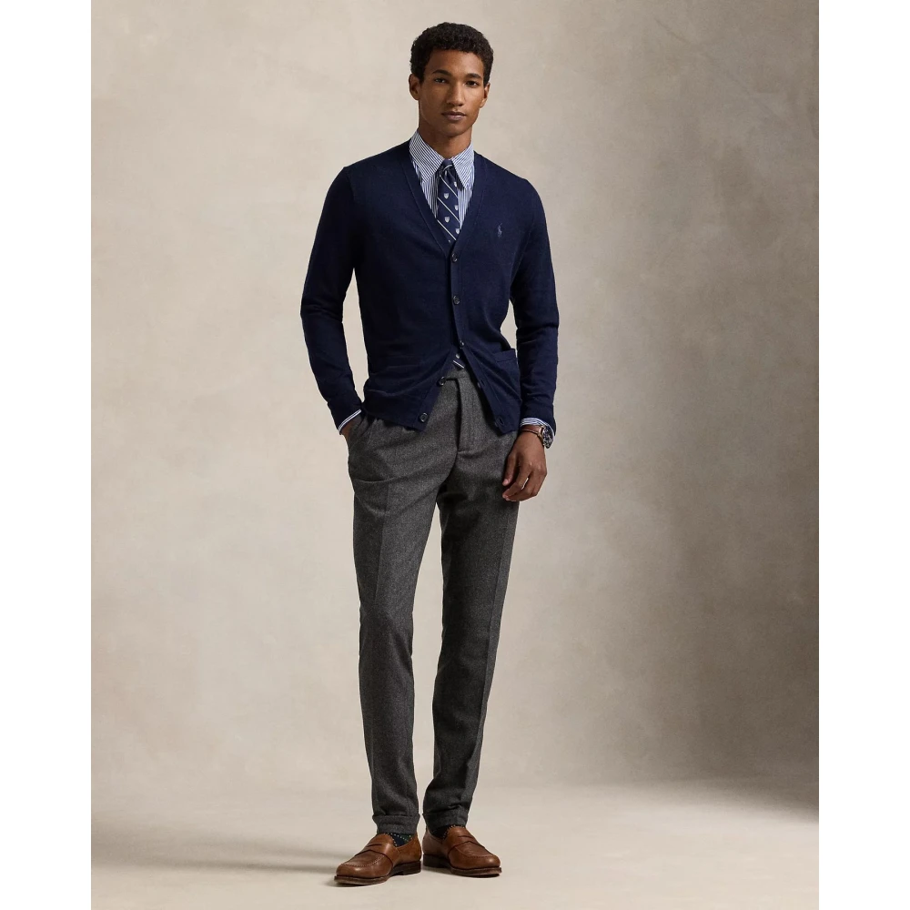 Polo Ralph Lauren Slim-Fit Wasbare Wol Cardigan Blue Heren