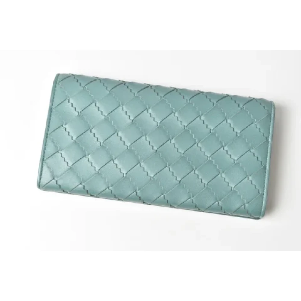 Bottega Veneta Vintage Pre-owned Leather wallets Blue Dames