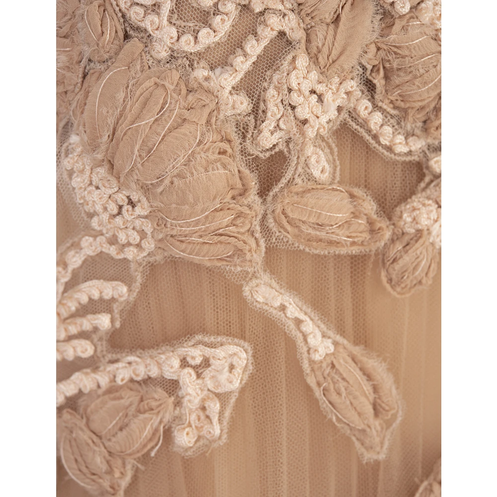 Ermanno Scervino Bruine Bloemenkant Mouwloze Lange Jurk Brown Dames
