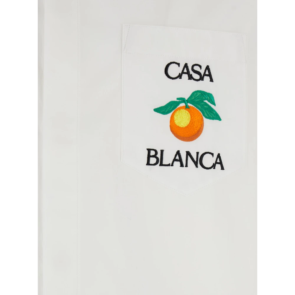 Casablanca Witte Button-Down Shirt met Logo Borduursel White Heren
