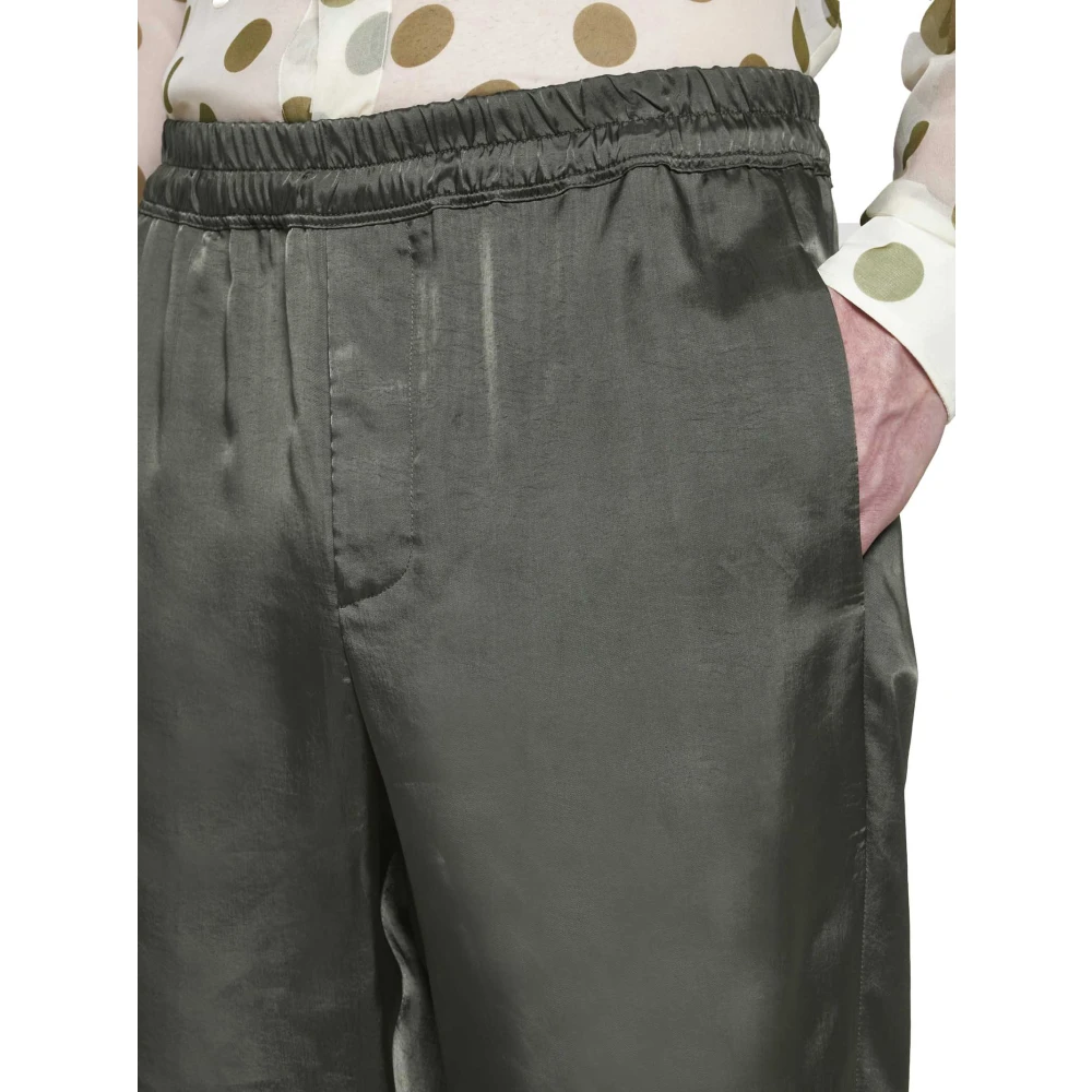 Saint Laurent Khaki Cupro Jogging Broek Green Heren