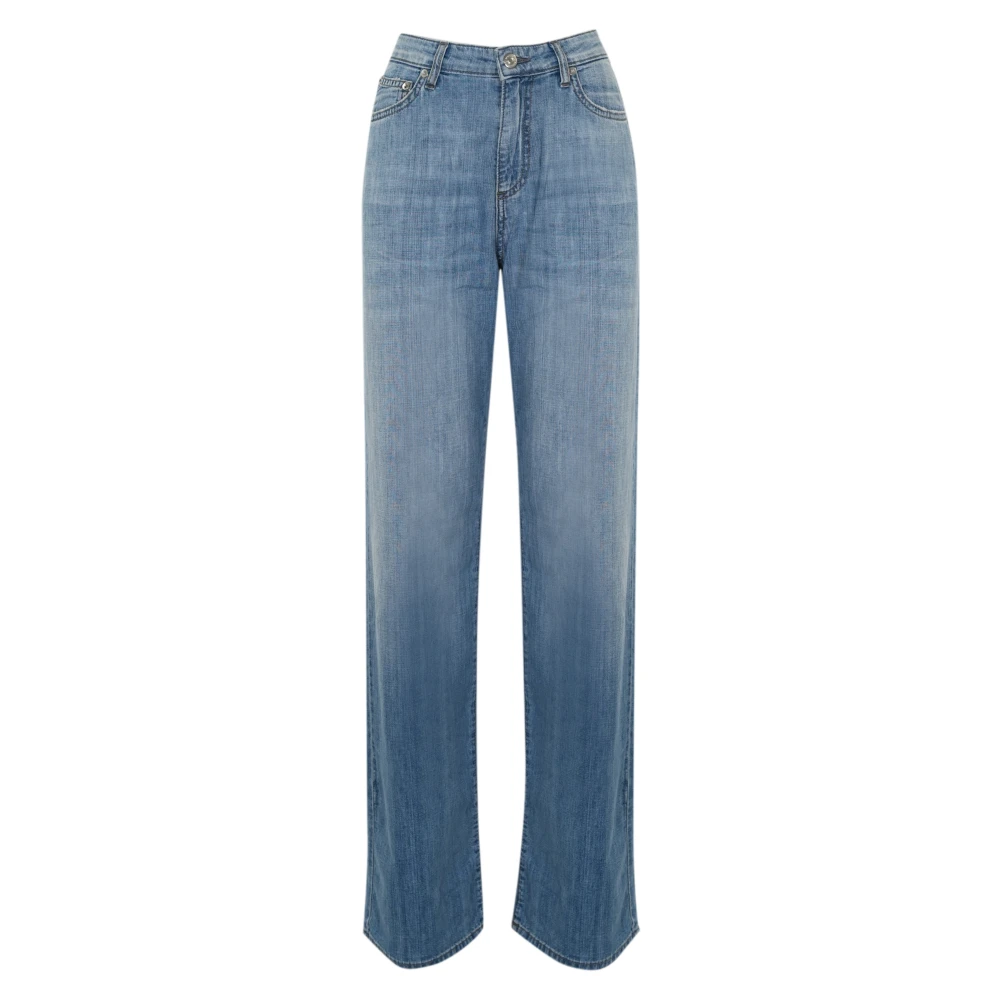 Roy Roger's Hoge Taille Denim Jeans Rechte Pijp Blue Dames
