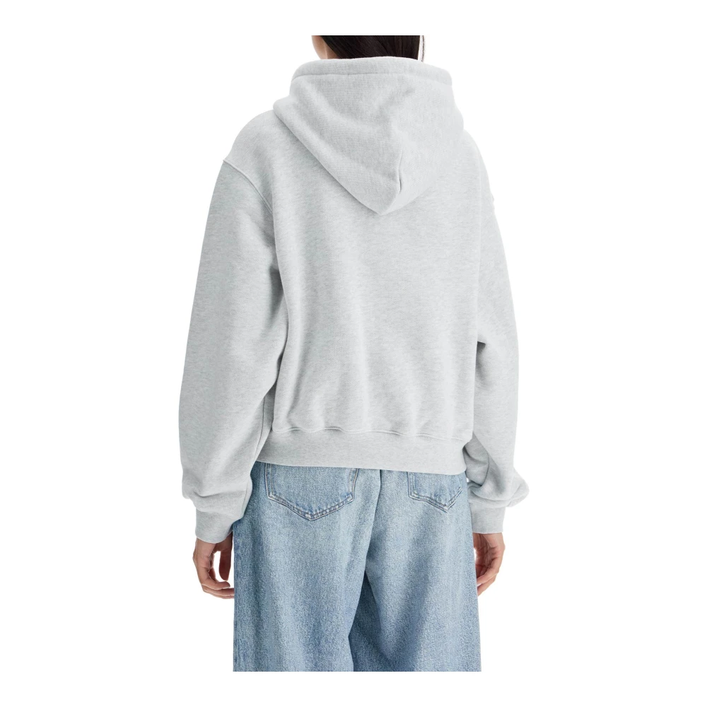 alexander wang Geëmbosseerd Logo Boxy Hoodie Sweatshirt Gray Dames