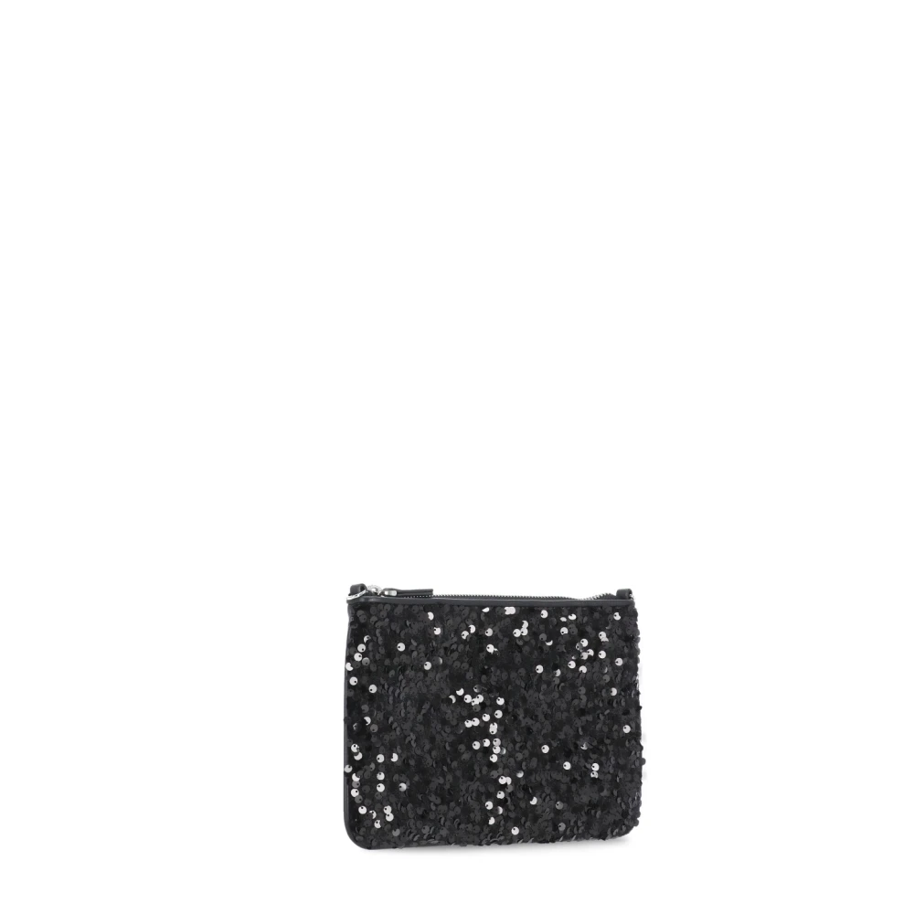 Coccinelle Zwarte leren Pochette met Pailletten Black Dames