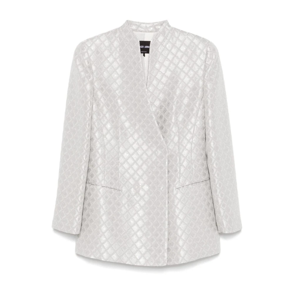 Giorgio Armani Geometrische Jacquardjas met pailletten White Dames