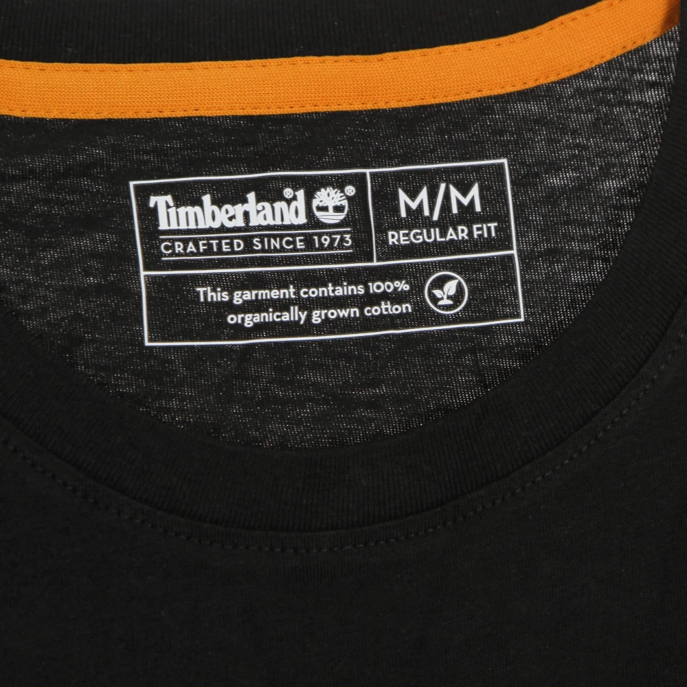 Timberland Lange Mouw Logo Tee Zwart Wit Black Heren