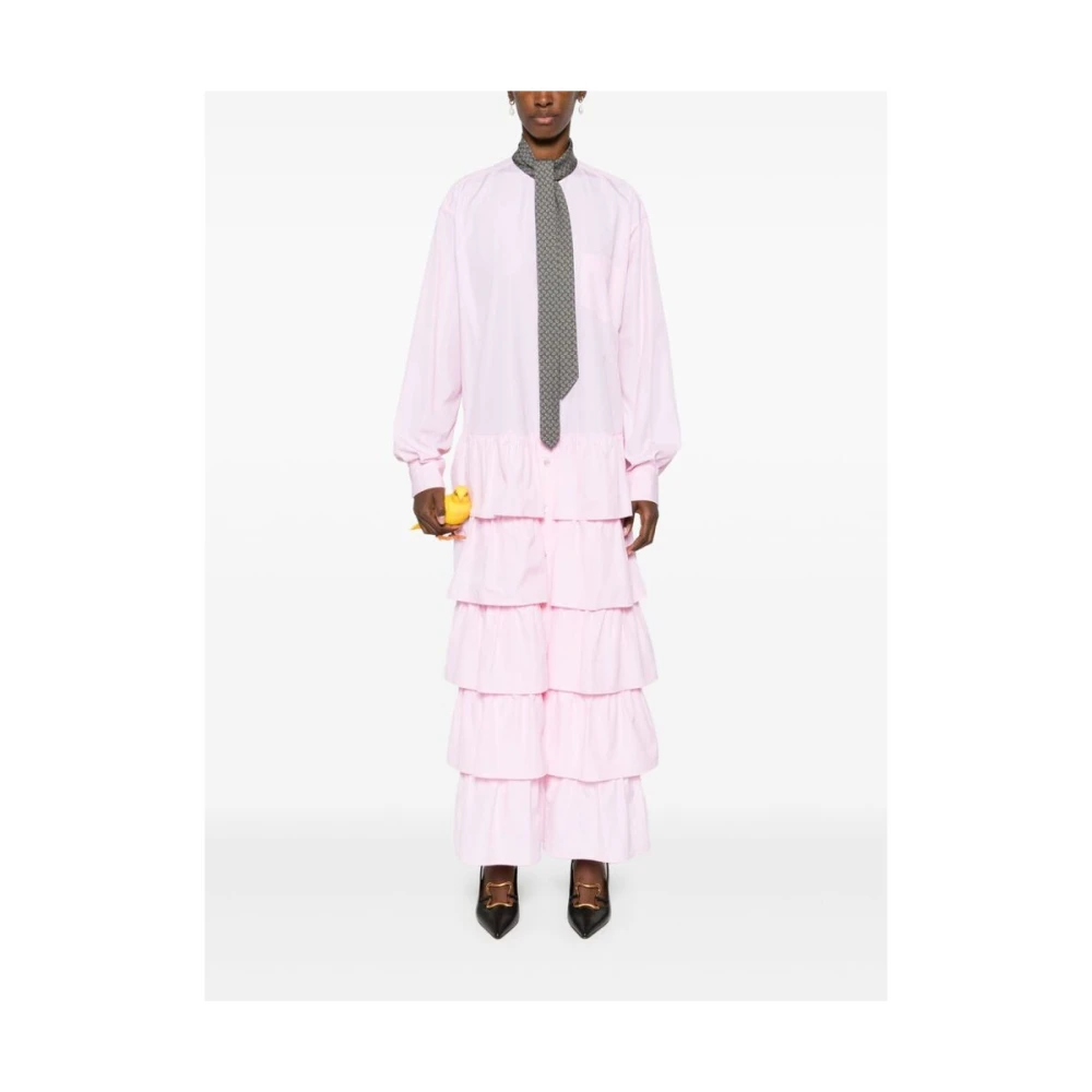 Moschino Roze Gerimpelde Jurk Pink Dames