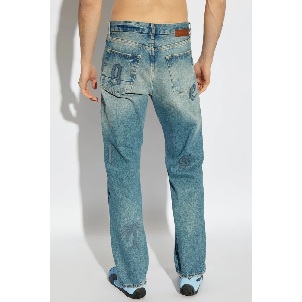 Palm Angels Jeans met logo Blue Heren