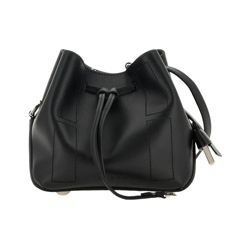 Hogan Zwarte Leren Bucket Bag met Verstelbare Band Black Dames