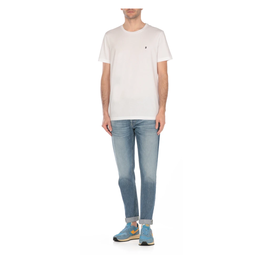 Dondup Wit Katoenen T-shirt met Logo White Heren