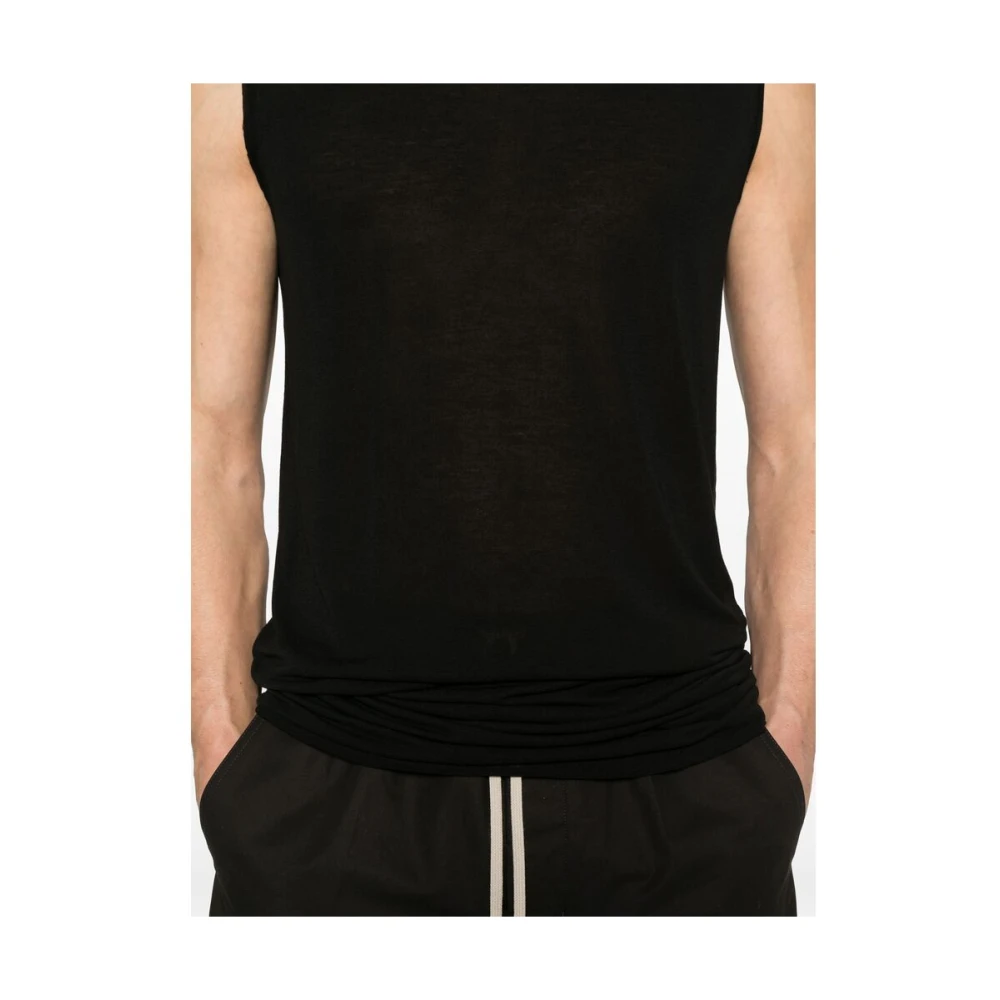 Rick Owens Mouwloze T-shirt met ronde hals Black Heren