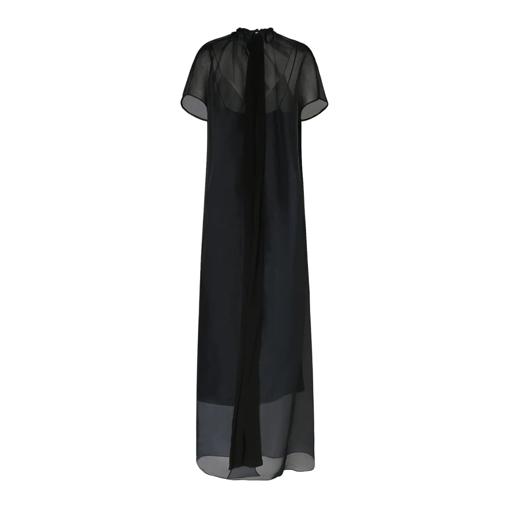 Khaite Zijden Voile Jurk met Petticoat Detail Black Dames