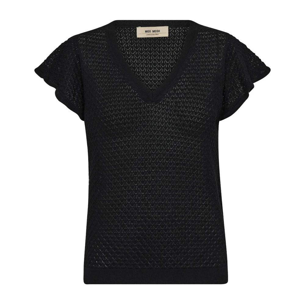 MOS MOSH Patroon V-hals Gebreide Trui Zwart Black Dames
