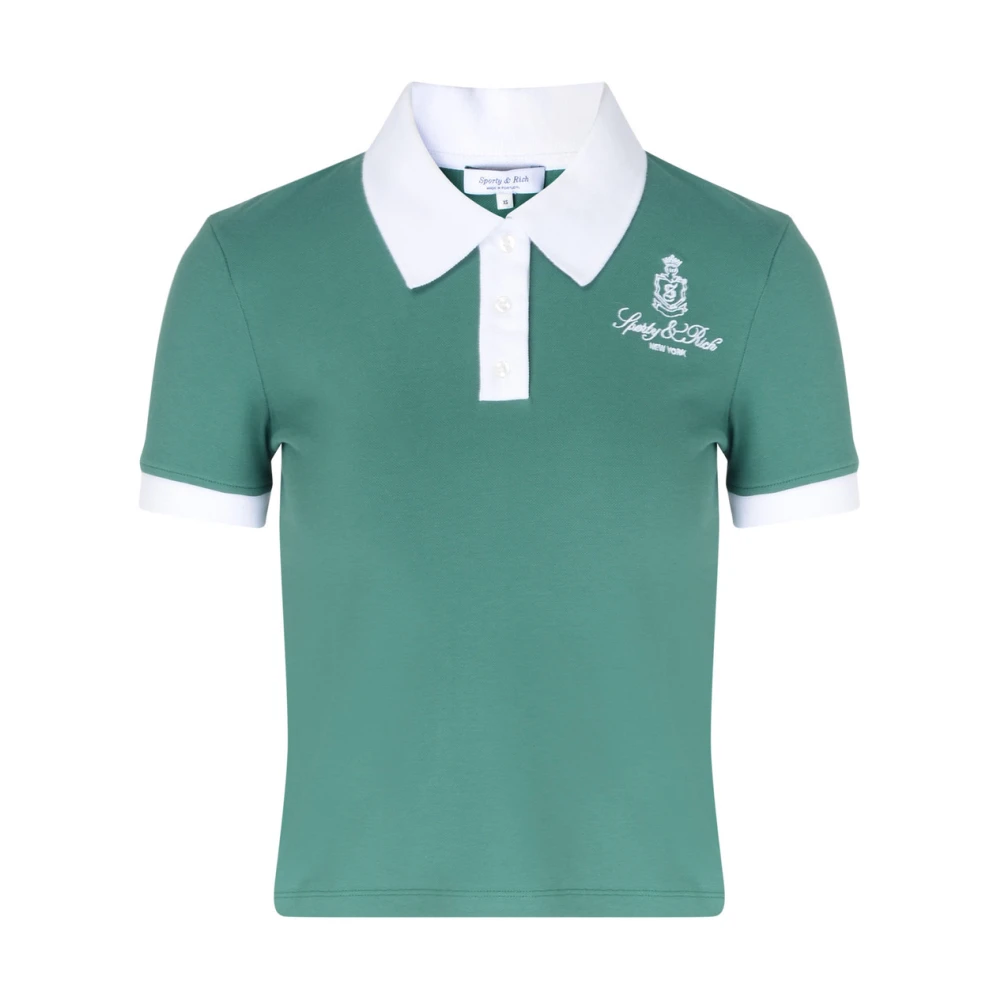 Sporty & Rich Retro Script Polo Shirt Green Dames