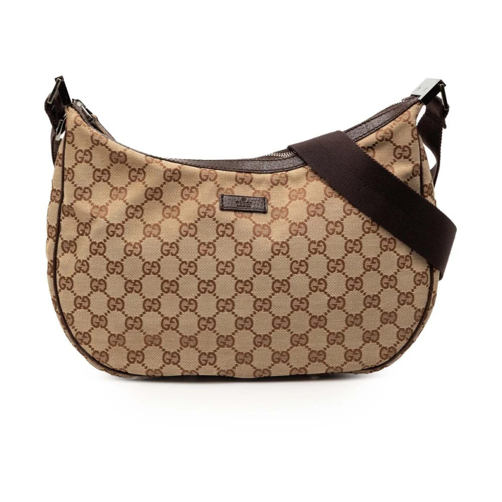 Gucci Vintage Women's Brown Vintage Cross Body Bags, One Size, Pre-Owned Printed Hobo Bag