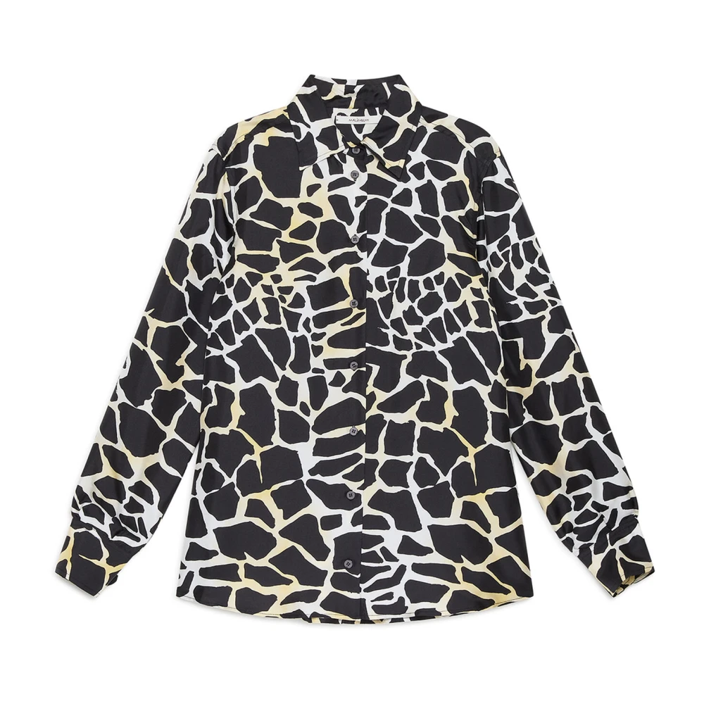 Maliparmi Kvinno Svart Blusar & Skjortor Dam, Xs, Collection Print Shirt