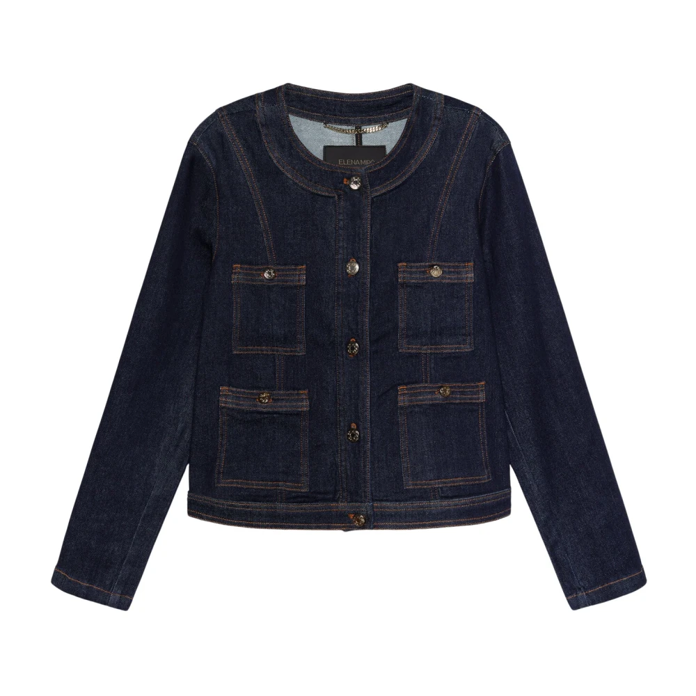 Elena Mirò Denim ronde hals jas Blue Dames