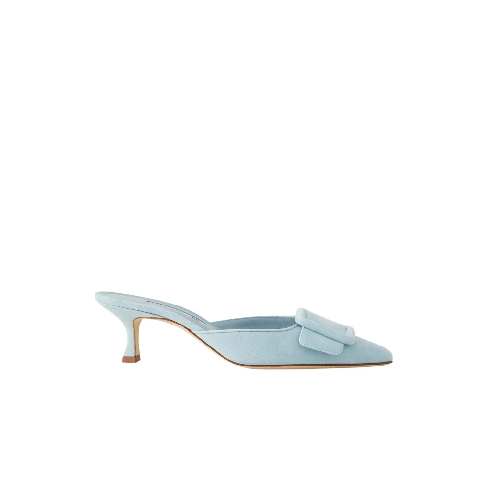 Manolo Blahnik Women's Blue Heeled Mules, 8 Uk, Maysale 50 Mule