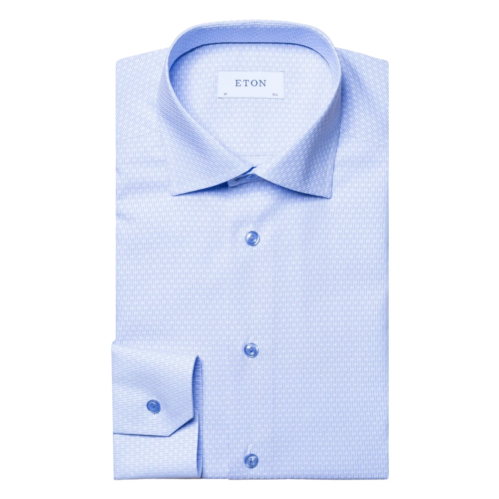 Eton Kreukvrije Dobby Overhemd Blue Heren