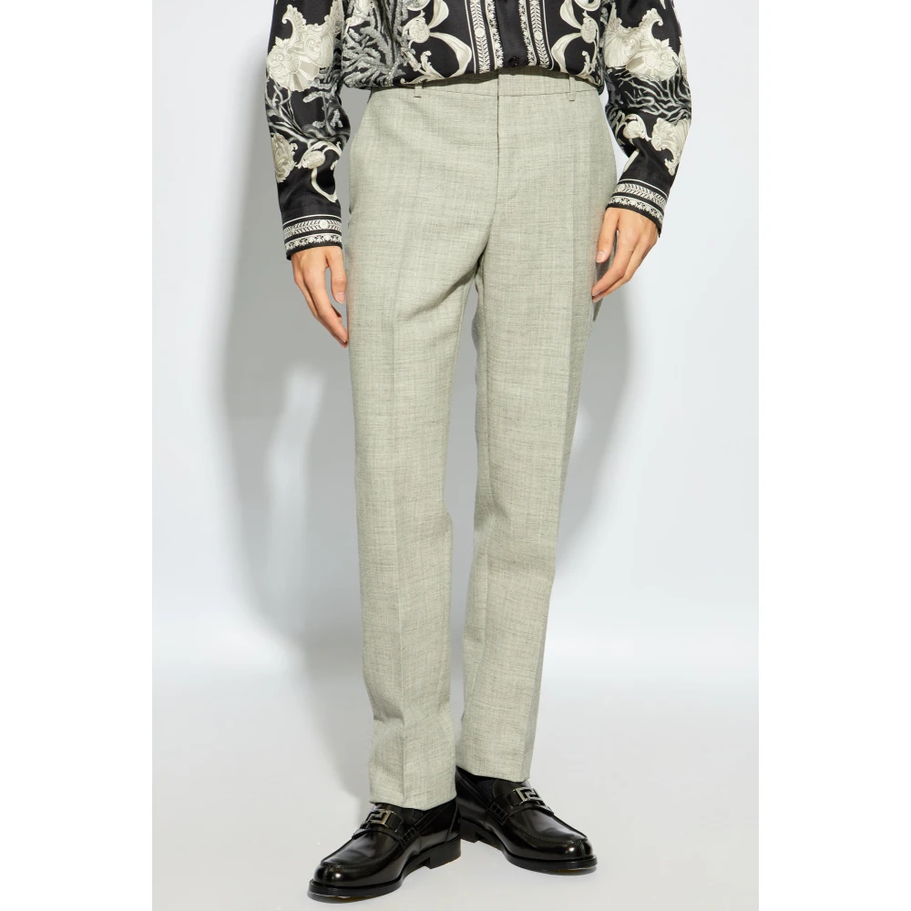 Versace Wollen broek met vouw Gray Heren