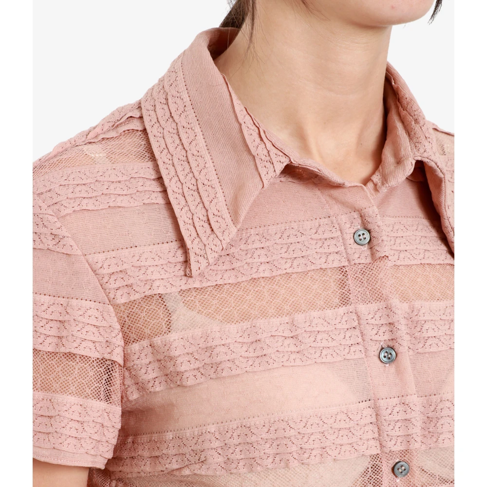 N21 Crepe Effect Weave Mock Neck Shirt Multicolor Dames