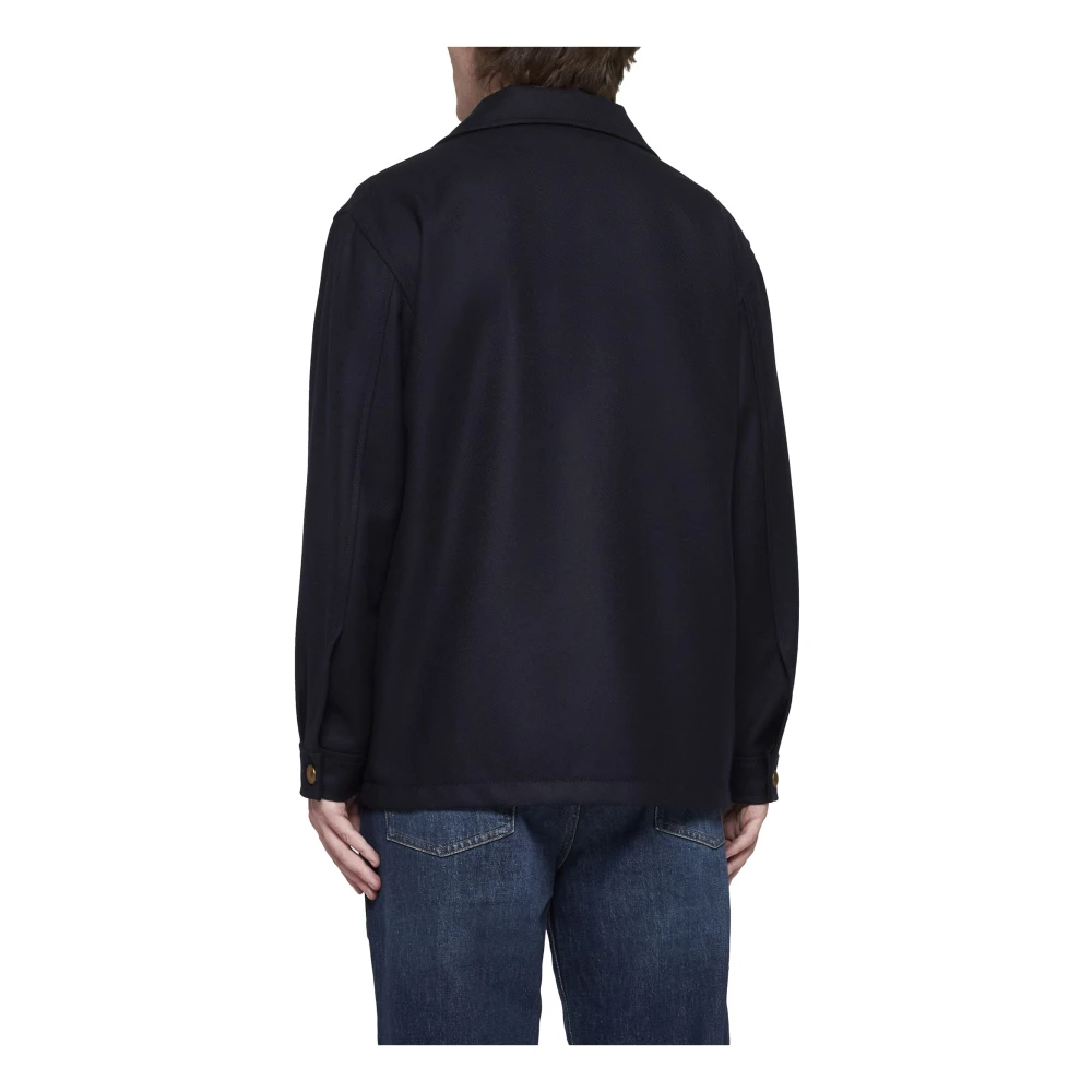 Tagliatore Blauwe Wollen Field Jacket Blue Heren