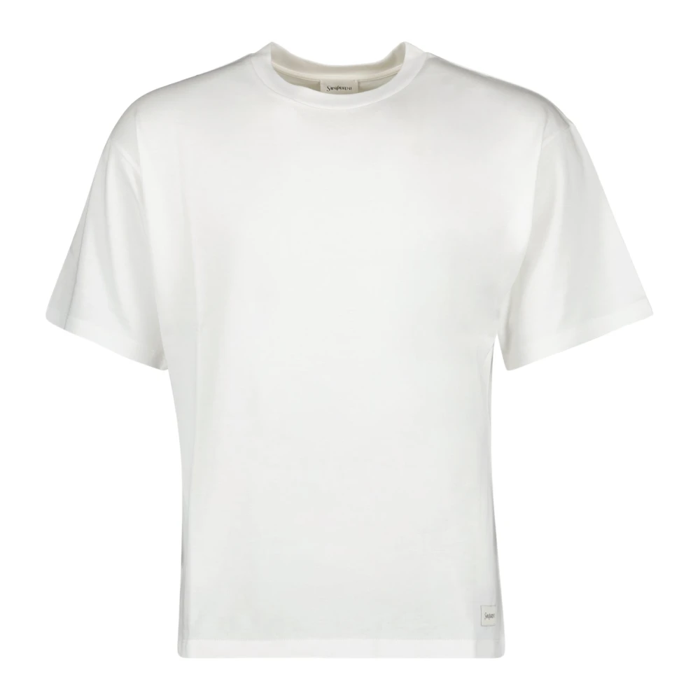 Saint Laurent Witte Katoenen Jersey T-shirt White Heren