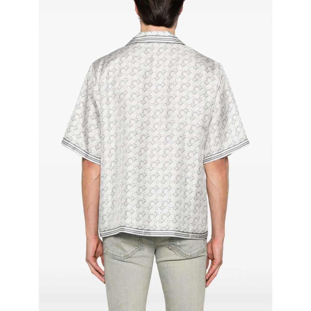 Amiri Lichtgrijze zijden overhemd met monogram Multicolor Heren