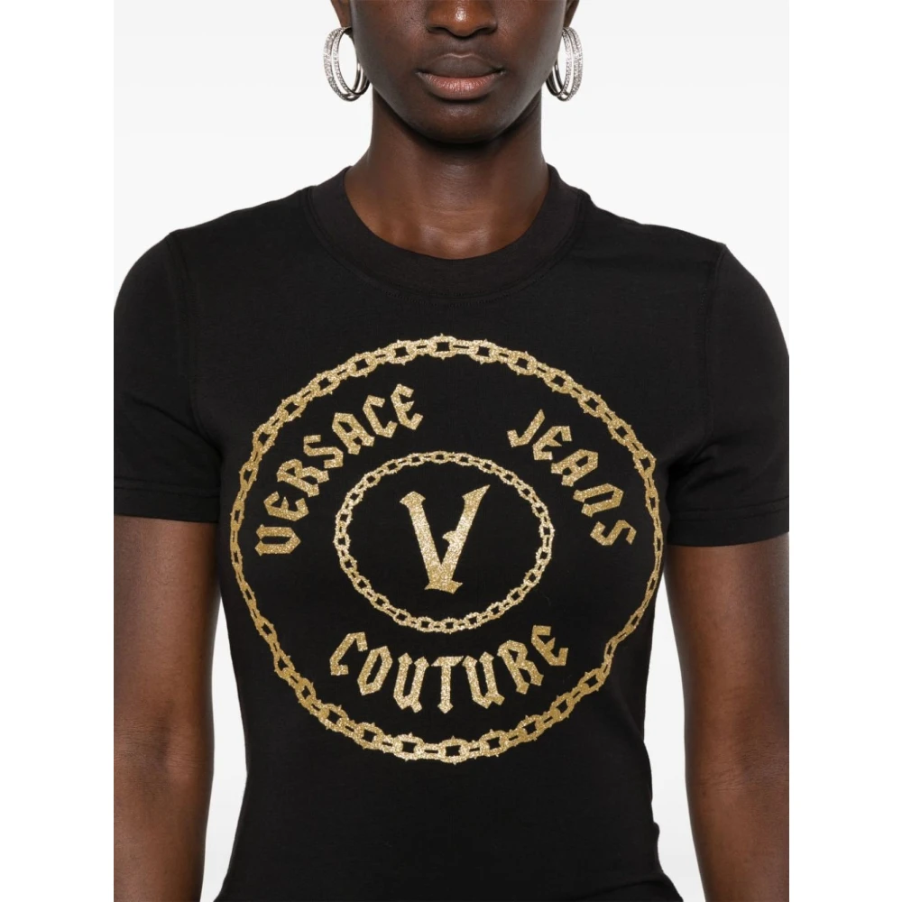 Versace Jeans Couture Zwarte T-shirt voor vrouwen Black Dames