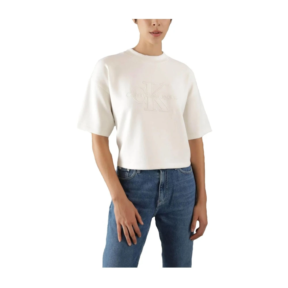 Calvin Klein Premium Scuba T-shirt White Dames