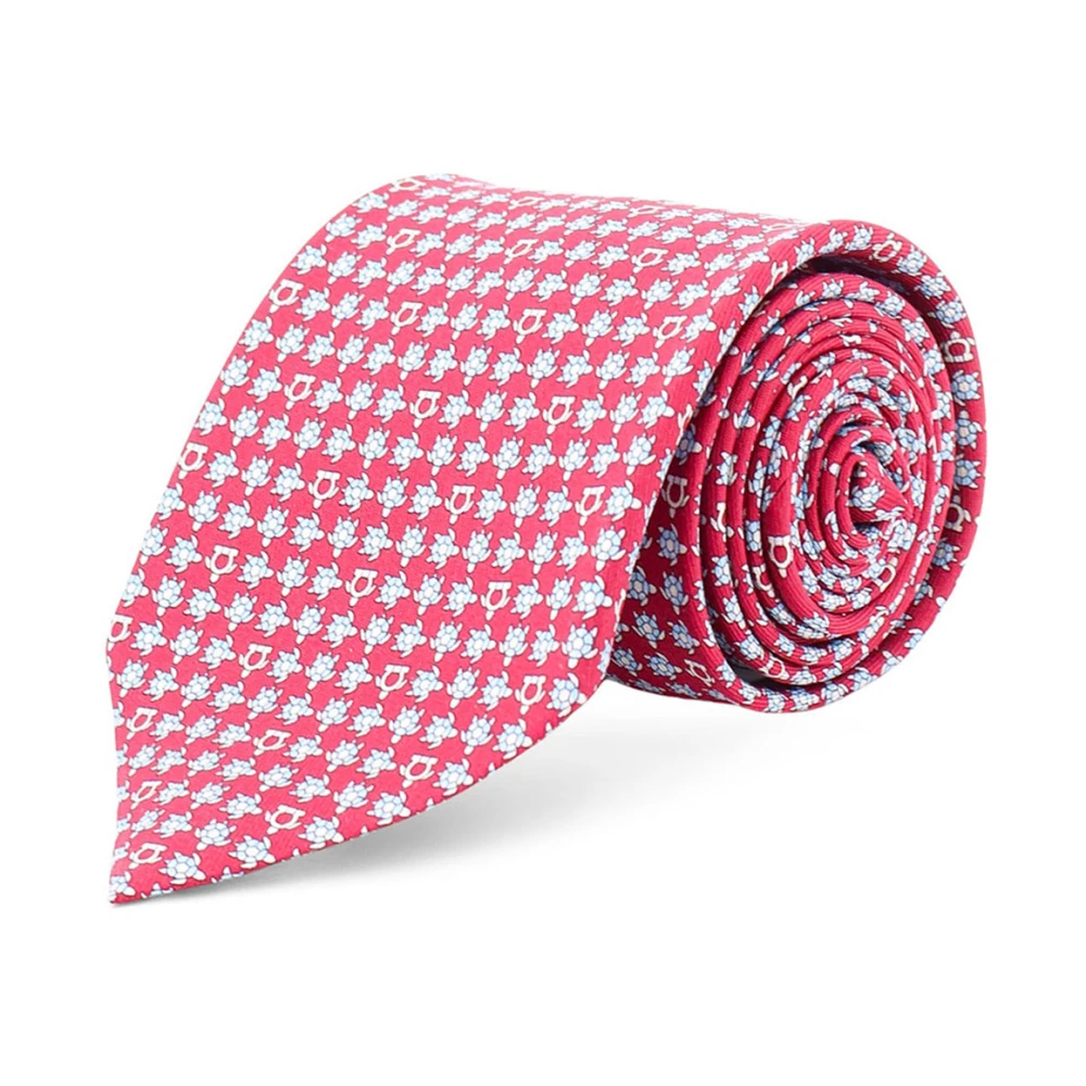 Ferragamo Men's Pink & Purple Silk Tie Animal Print - Image 2