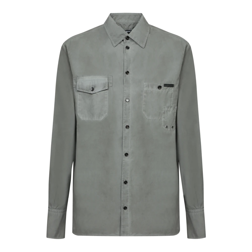 Dolce & Gabbana Casual Katoenen Overhemd in Blauw Gray Heren