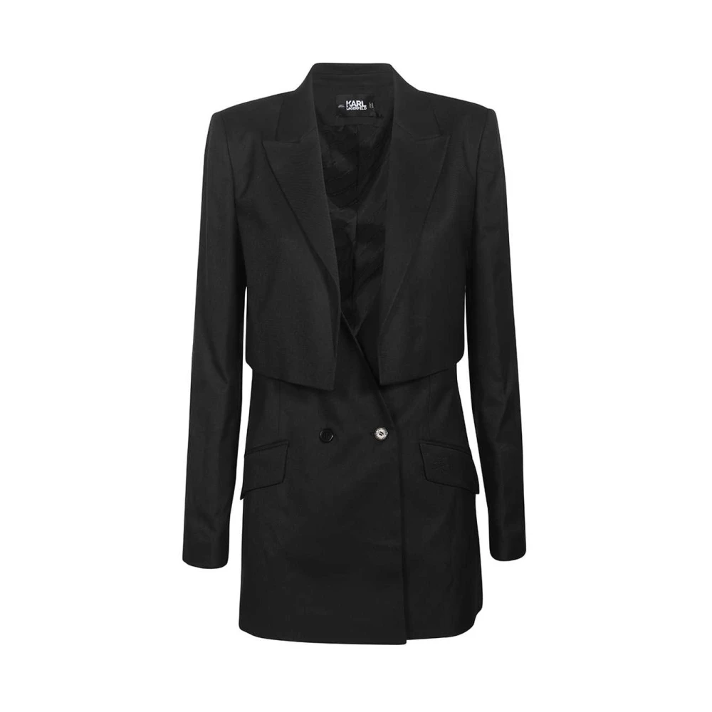Karl Lagerfeld Dubbelrijige blazer met peak revers Black Dames