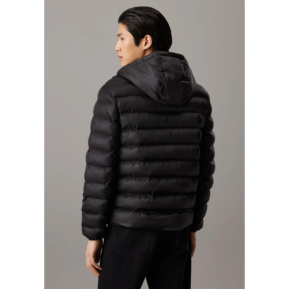 Calvin Klein Hooded Puff Jack Zwart Nylon Black Heren