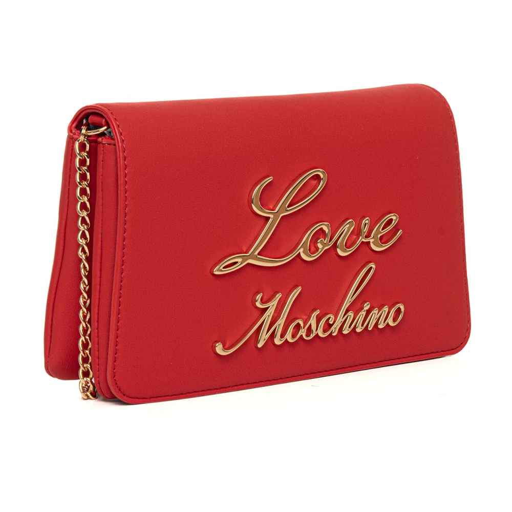 Love Moschino Schoudertas met Metalen Ketting en Zakken Red Dames